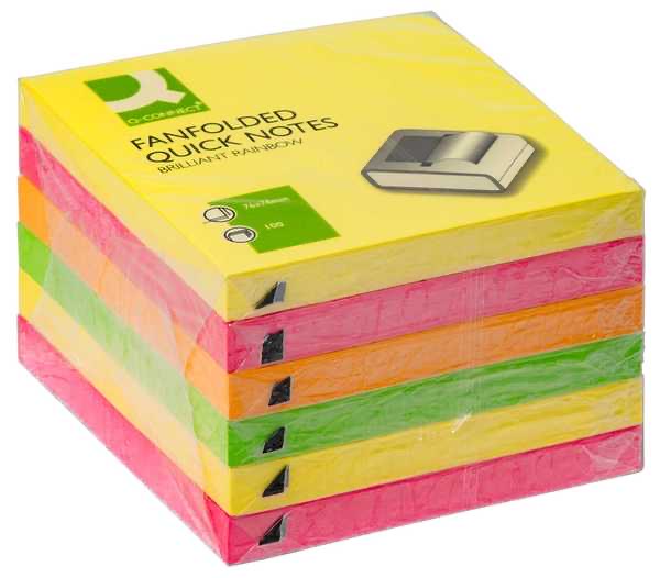 Q-Connect Haftnotizen Z-Notes, 76 x 76 mm, sortiert